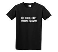 JIA YU HAO Wine Life Is Too Short To Drink Bad Wine Cotton Unisex 100% Cotton Short-Sleeve T-Shirts Black XXXL
