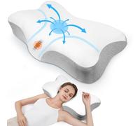 jiaao Cuscino Cervicale Memory Foam Ortopedico per Dormire - Antirussamento e Antireflusso, Ergonomico Sostegno del Collo per Dolore alla Spalla, Grigio, 63 x 36 x 13 cm