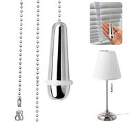 JiaaOne Maniglia per luce da bagno argentata con connettore a catena in acciaio inox da 1 m, corda cromata per plafoniere, ventilatori, tende e doccia, corda di ricambio cromata