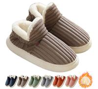 JIABAOZ Fluffy Slippers for Women, Cloud Slippers Booties, Winter Warm Fuzzy House Slipper, Thick Sole Anti-Skid Cozy Plush Booties, Indoor Outdoor Slip On Shoes (Coffee,40)