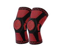 JIABAOZ Ginocchiera Sportiva Uomo Donna,Fascia Per Compressione Ginocchio Cuscinetti Per Rotula Per Lesioni Al Menisco,Artrite (Rosso,M)