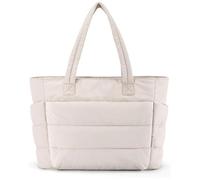 JIABAOZ Lightweight Puffy Tote Bag, Lightweight Fluffy Handbag with Compartments, Lightweight Travel Tote Bag, for Women for Daily Work Travel (Beige)