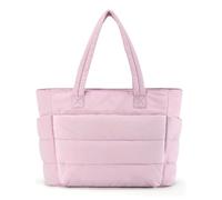 JIABAOZ Lightweight Puffy Tote Bag, Lightweight Fluffy Handbag with Compartments, Lightweight Travel Tote Bag, for Women For Daily Work Travel (Pink)