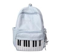 JIABAOZ Polkadot Piano Backpack, Piano Polka Dot Print Y2K School Backpack with Pendant, Large Capacity Lightweight Bookbag for School, Travel and Work (Blue)