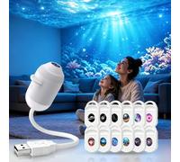 JIABAOZ Proiettore Galassia Soffitto Galaxy Projector Night Light, Hd Star Projector Proiettore Di Stelle 2 In 1, Alimentazione USB, per Camera da Letto, Cameretta, Auto e Feste (12 Films)
