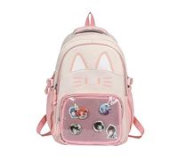 JIABAOZ Zaino Kawaii Ita Bag con Design Gatto e Finestra per Pins, Zaino da Viaggio alla Moda per Donna, Design Leggero per Amanti dello Stile (Pink)