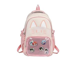 JIABAOZ Zaino Kawaii Ita Bag con Design Gatto e Finestra per Pins, Zaino da Viaggio alla Moda per Donna, Design Leggero per Amanti dello Stile (Pink)