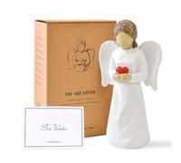 JIABEIUS Statuette di Angeli, Statuette di Angeli in Resina Artigianali, Statuette di Angeli Natalizi Che Tengono Un Cuore, Regali Amorevoli per Mamma da Figlia, per Il Ringraziamento, Natale, Festa