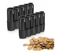 JIAC 2 Pcs Distributore Portamonete Professionale Nera Compatto in Plastica per 5 Tagli di Moneta Principali Coin Sorter Resistente All'usura, Libera Installazione per Camerieri,Venditori Ambulanti