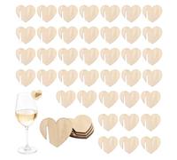JIAC 80 Pezzi Segna Bicchieri Calici in Legno Riutilizzabili Cuore 5 × 4 cm | Segnabicchieri per Calici e Bicchieri Acqua per Feste Natalizi Champagne Cocktail