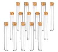 JIADEXIN 15 Pezzi Provette Trasparente - 12mmx75mm Provette con Tappo Sughero Provette in Plastica per Laboratorio, Fai da Te, Semi, Spezie, Liquidi, Dolci