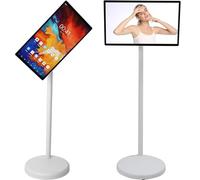 JIADUOFU Smart TV Portatile 21,5 Pollici con Display Touchscreen, TV Mobile su Ruote con Controllo vocale, Sis-Tema operativo Android, 6GB+128GB Spazio archiviazione, Batteria Integrata 7800mAh.