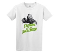 JIAERLE TOYS T Shirt Creature from The Lagoon Green B-Movie Vintage Monster Horror Button Closure White XXL