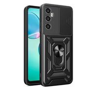 JIAFEI Cover Armor per Realme C65 4G, Custodia TPU+PC Antiurto con Scorrevole Protezione Fotocamera Cover con 360° Anello Supporto, Nero