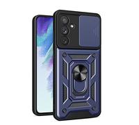 JIAFEI Cover Armor per Samsung Galaxy A34 5G, Custodia TPU+PC Antiurto con Scorrevole Protezione Fotocamera Cover con 360° Anello Supporto, Blu