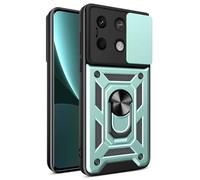 JIAFEI Cover Armor per Xiaomi Redmi Note 13 5G, Custodia TPU+PC Antiurto con Scorrevole Protezione Fotocamera Cover con 360° Anello Supporto, Verde