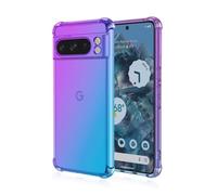 JIAFEI Cover per Google Pixel 8 PRO Custodia Protettiva in TPU Morbida Ultrasottile Antiurto ad Angoli Protezione per Fotocamera Schermo Gradienti Trasparenti Porpora/Blu