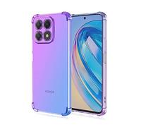 JIAFEI Cover per Honor X8a Custodia Protettiva in TPU Morbida Ultrasottile Antiurto ad Angoli Protezione per Fotocamera Schermo Gradienti Trasparenti Porpora/Blu