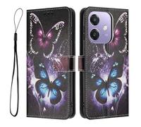 JIAFEI Cover per OPPO A40 4G / OPPO A40M / OPPO A60 5G, Custodia Portafoglio Libro PU Pelle Elegante Motivo, Cordino/Slot Carte/Magnetica Scatto/Stand per Ragazze Donne, Farfalla