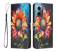 JIAFEI Cover per OPPO A5X 5G/4G, Custodia Portafoglio Libro PU Pelle Elegante Motivo, Cordino/Slot Carte/Magnetica Scatto/Stand per Ragazze Donne, Girasole