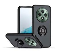 JIAFEI Cover per Oppo Reno 12 FS 5G / Reno 12F 5G Traslucido PC/TPU Silicone Antiurto Custodia con 360 Girevole Magnetica Ring Supporto, Nero