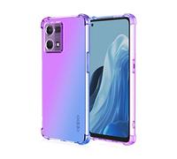 JIAFEI Cover per Oppo Reno7 4G (Oppo Reno 7) Custodia Protettiva in TPU Morbida Ultrasottile Antiurto ad Angoli Protezione per Fotocamera Schermo Gradienti Trasparenti Porpora/Blu