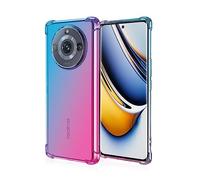 JIAFEI Cover per Realme 11 PRO+ (Plus)/Realme 11 PRO 5G Custodia Protettiva in TPU Morbida Ultrasottile Antiurto ad Angoli Protezione per Fotocamera Schermo Gradienti Trasparenti Blu/Rosa