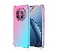 JIAFEI Cover per Realme 12 PRO Plus (PRO+) / Realme 12 PRO 5G Custodia Protettiva in TPU Morbida Ultrasottile Antiurto ad Angoli Protezione per Fotocamera Schermo Gradienti Trasparenti Rosa/Verde
