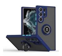 JIAFEI Cover per Samsung Galaxy S24 Ultra Traslucido PC/TPU Silicone Antiurto Custodia con 360 Girevole Magnetica Ring Supporto, Blu Reale