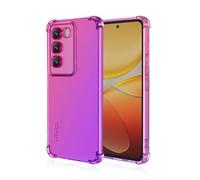 JIAFEI Cover per Vivo V40 SE Custodia Protettiva in TPU Morbida Ultrasottile Antiurto ad Angoli Protezione per Fotocamera Schermo Gradienti Trasparenti Rosa/Viola