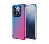 JIAFEI Cover per Xiaomi 14 Custodia Protettiva in TPU Morbida Ultrasottile Antiurto ad Angoli Protezione per Fotocamera Schermo Gradienti Trasparenti Blu/Rosa