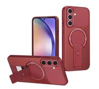 JIAFEI Cover per Xiaomi 14T 5G, Magnetica Wireless Charging con Supporto Nascosto, Protezione Antiurto Militare, Fibra di Carbonio Custodia, Rosso