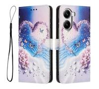 JIAFEI Cover per Xiaomi POCO X7 Pro 5G, Custodia Portafoglio Libro PU Pelle Elegante Motivo, Cordino/Slot Carte/Magnetica Scatto/Stand per Ragazze Donne, Cuore