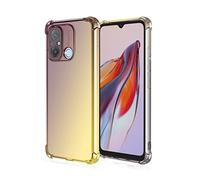 JIAFEI Cover per Xiaomi Redmi 12C / Xiaomi Redmi 11A Custodia Protettiva in TPU Morbida Ultrasottile Antiurto ad Angoli Protezione per Fotocamera Schermo Gradienti Trasparenti Oro/Nero
