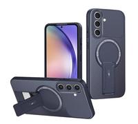 JIAFEI Cover per Xiaomi Redmi Note 13 4G, Magnetica Wireless Charging con Supporto Nascosto, Protezione Antiurto Militare, Fibra di Carbonio Custodia, Blu