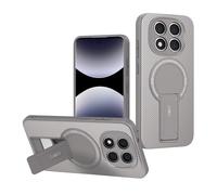 JIAFEI Cover per Xiaomi Redmi Note 14 Pro 4G, Magnetica Wireless Charging con Supporto Nascosto, Protezione Antiurto Militare, Fibra di Carbonio Custodia, Grigio