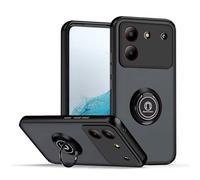 JIAFEI Cover per ZTE Blade A54 4G Traslucido PC/TPU Silicone Antiurto Custodia con 360 Girevole Magnetica Ring Supporto, Nero