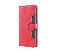 JIAFEI Cover Protettiva per Realme GT2 PRO Case, Premium TPU + PU Pelle retrò Antiurto Portafoglio Flip Cellulare Custodia, Rosso
