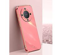 JIAFEI Custodia per Honor Magic 5 Lite 5G (Magic5 Lite), Dorato Bordo Placcatura Design TPU Silicone Cover Protettiva. Rosso