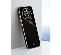 JIAFEI Custodia per Realme 12 PRO Plus (PRO+) / Realme 12 PRO 5G, Dorato Bordo Placcatura Design TPU Silicone Cover Protettiva. Nero