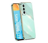 JIAFEI Custodia per Samsung Galaxy S22 5G, Dorato Bordo Placcatura Design TPU Silicone Cover Protettiva. Verde