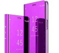 JIAFEI Custodia per Xiaomi Redmi Note 13 PRO 5G/Poco X6 5G, Custodia Luxury Mirror Flip Traslucido Clear View Specchio Standing Cover Anti Shock Placcatura Smart Cover Protezione, Viola