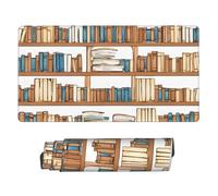 JIAGLINDE Divertente tappetino per mouse in tessuto con stampa a scale e scaffali per libri, 40,6 x 74,9 cm, base in gomma antiscivolo, lavabile, tappetino per tastiera per computer portatili da