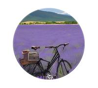 JIAGLINDE Tappetino per mouse rotondo in tessuto con stampa agricoltura con campo di lavanda retrò, base in gomma antiscivolo, lavabile, per ufficio, desktop, laptop, mouse wireless da 20,3 cm