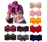 JIAHANG Cerchietto per capelli annodato per bambine, in velluto, con grande fiocco, 9 pezzi, per neonati