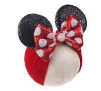 JIAHANG - Fasce per la testa con nodi per capelli, fasce elastiche per capelli per neonati e bambine (fiocco rosso con pois)