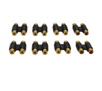 JiaHeHe 8 adattatori RCA per accoppiamento, 2 RCA femmina a 2 RCA femmina, doppia frizione per audio, video, altoparlanti, giradischi, lettore CD, MP3, cavo RCA, placcato oro