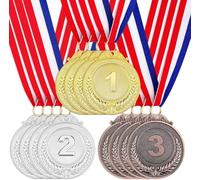 Jiahuade 12 Pezzi Medaglie Premiazioni Metallo,Medaglie Bambini Metallo,Winner Medaglia con Nastro Collo,Medaglia Premi per Giochi Sportivi,Feste a Scuola,Bomboniere