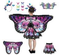 Jiahuade Ali di Farfalla,Ali da Farfalla per Bambina,Costume farfalla Bambina Set,Mantello ali farfalle,Costume da Fata Farfalla,per Carnevale,Halloween,Festa a Tema