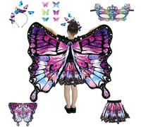 Jiahuade Ali di Farfalla,Ali da Farfalla per Bambina,Costume farfalla Bambina Set,Mantello ali farfalle,Costume da Fata Farfalla,per Carnevale,Halloween,Festa a Tema